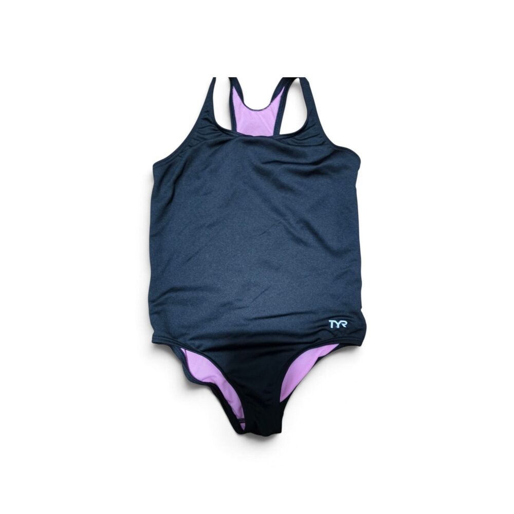 TYR Girls Solid Maxfit One Piece Swimsuit Black /Pink Size L (10/12)